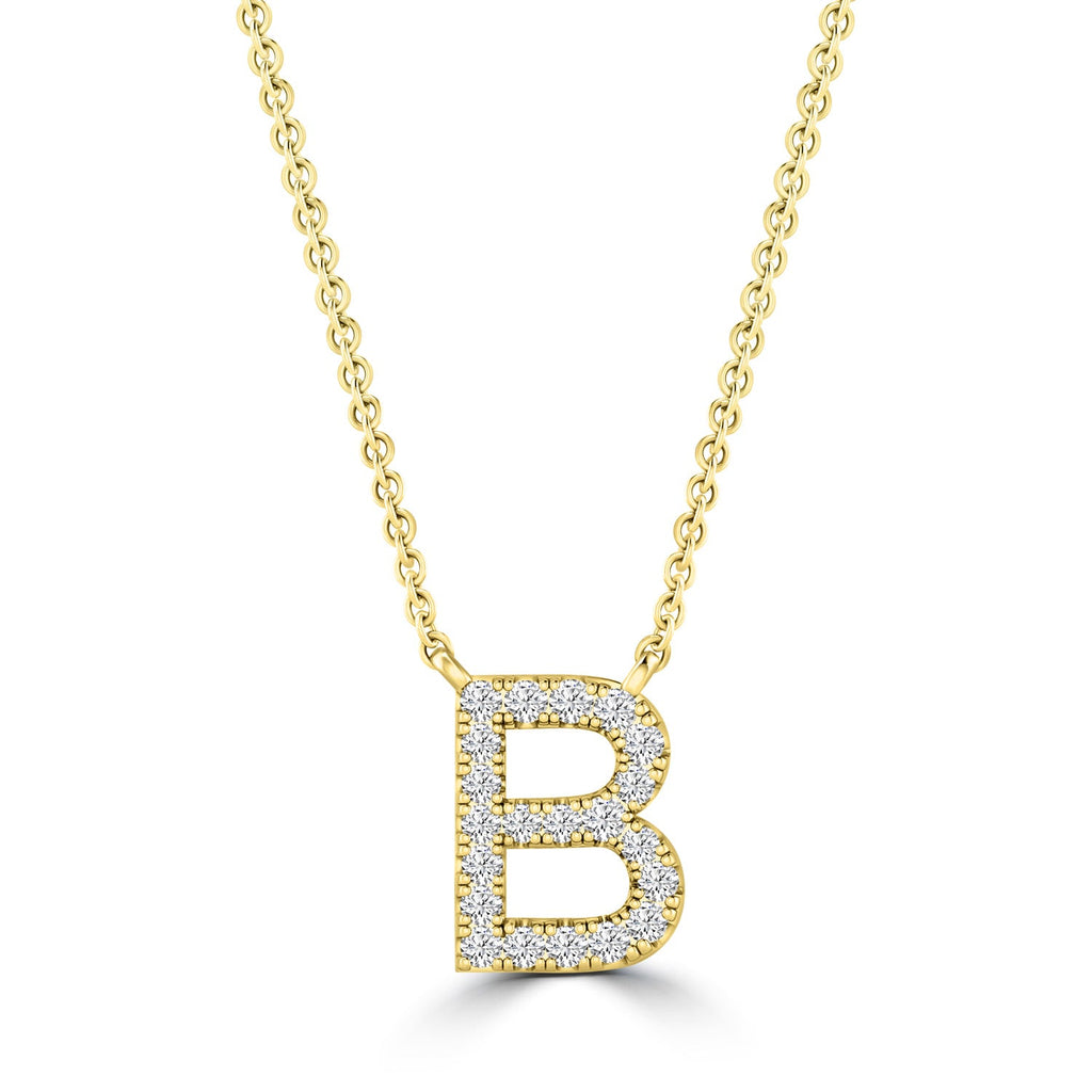 Initial 'B' Necklace with 0.09ct Diamonds in 9K Yellow Gold - PF-6264-Y