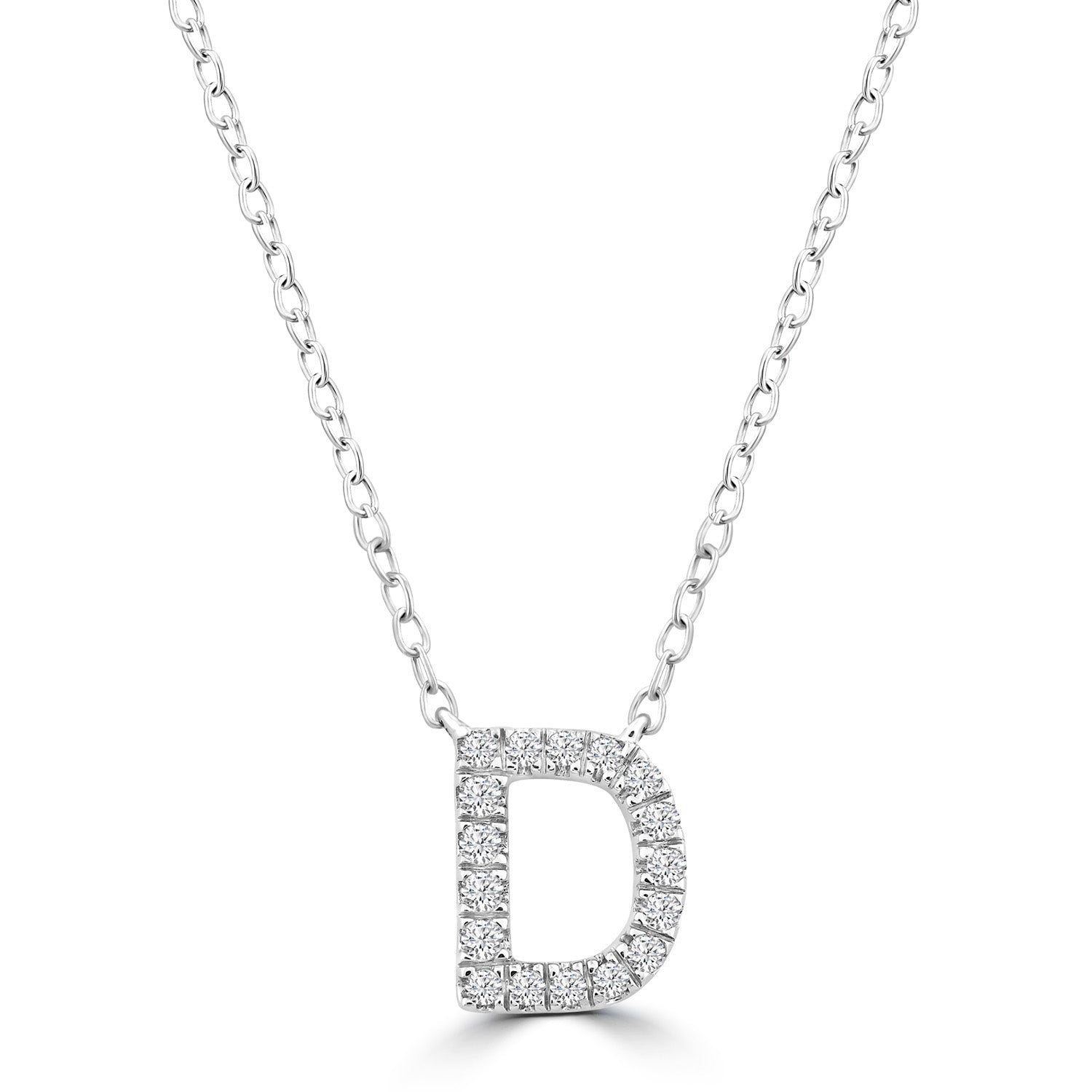 Initial 'D' Necklace with 0.09ct Diamonds in 9K White Gold