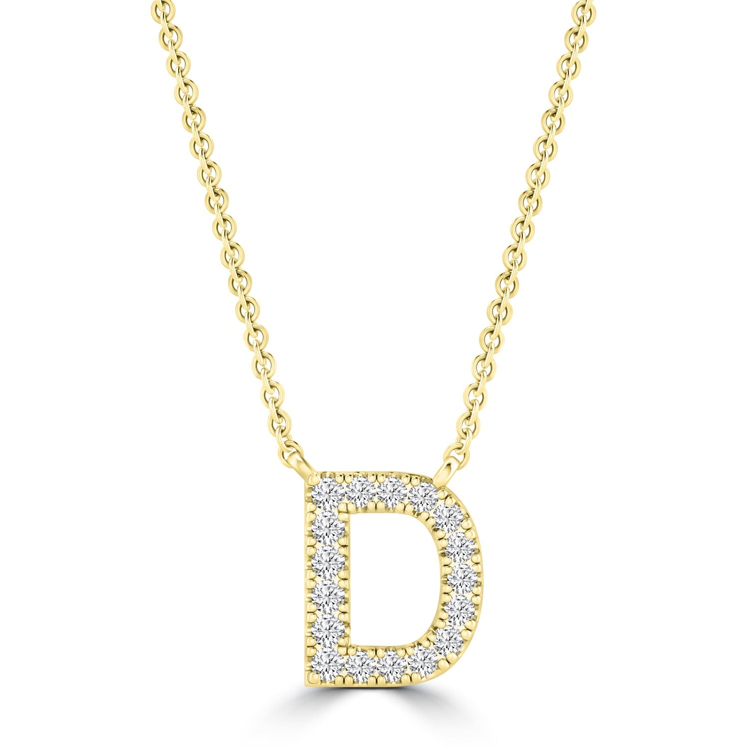 Initial 'D' Necklace with 0.09ct Diamonds in 9K Yellow Gold - PF-6266-Y