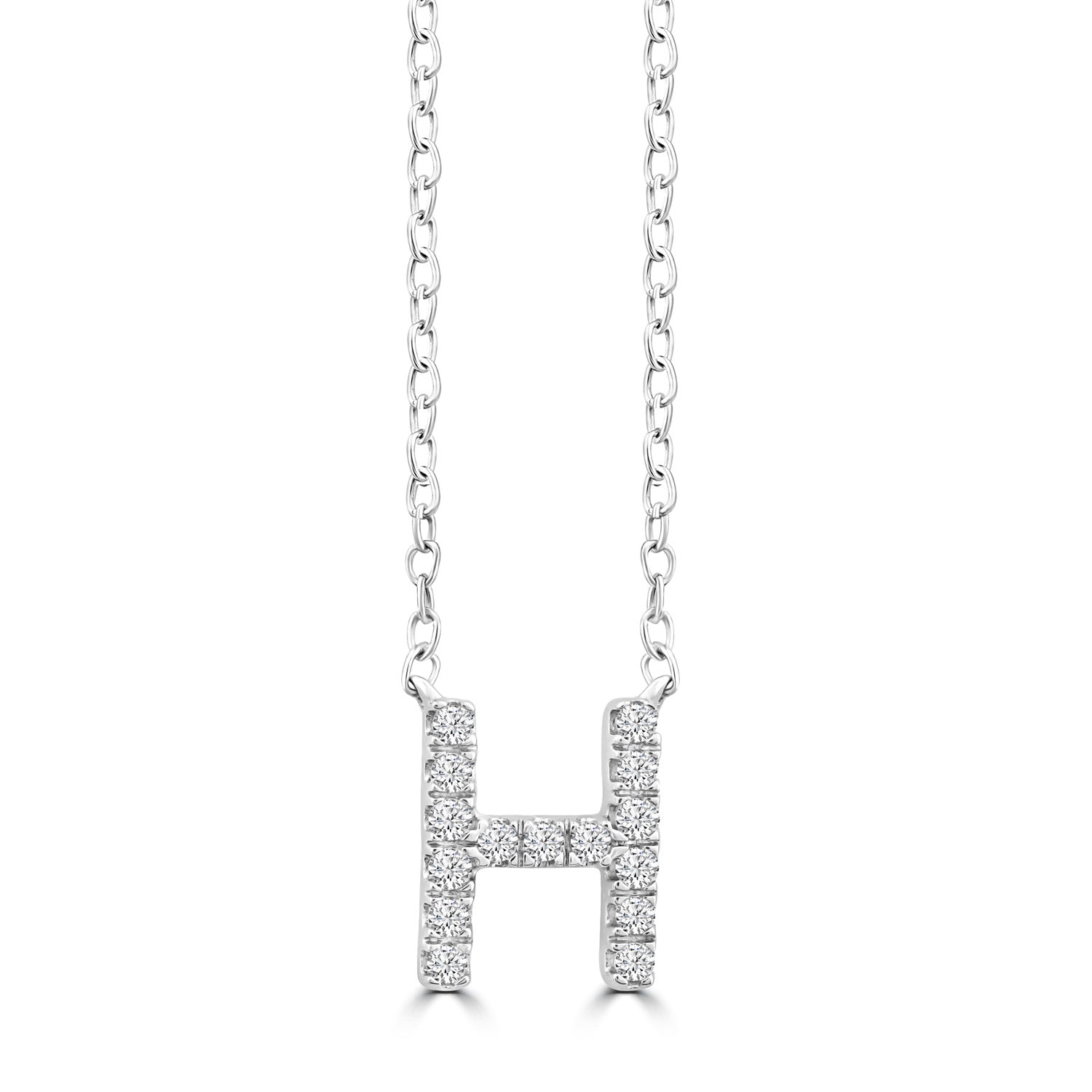 Initial 'H' Necklace with 0.09ct Diamonds in 9K White Gold