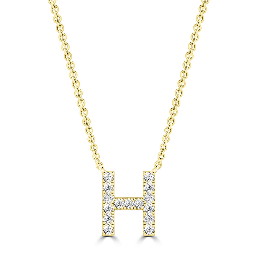 Initial 'H' Necklace with 0.09ct Diamonds in 9K Yellow Gold - PF-6270-Y