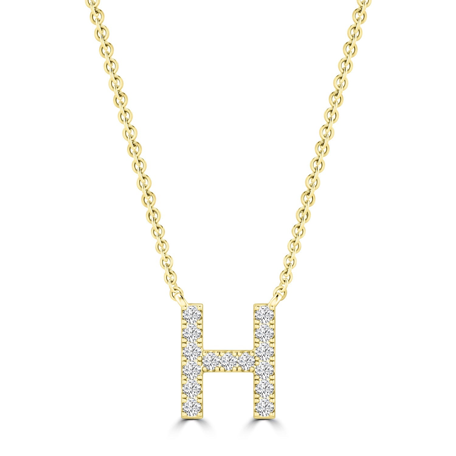 Initial 'H' Necklace with 0.09ct Diamonds in 9K Yellow Gold - PF-6270-Y