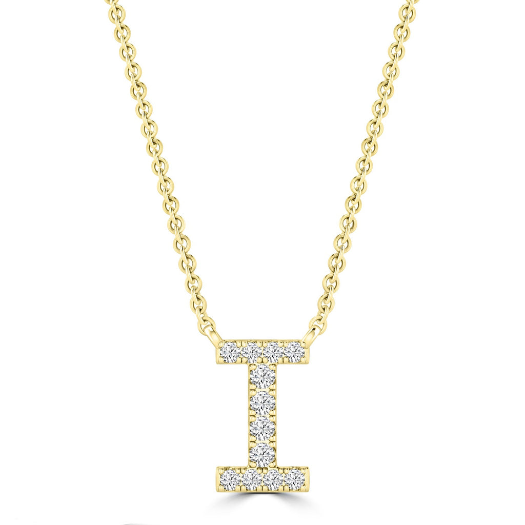 Initial 'I' Necklace with 0.06ct Diamonds in 9K Yellow Gold - PF-6271-Y