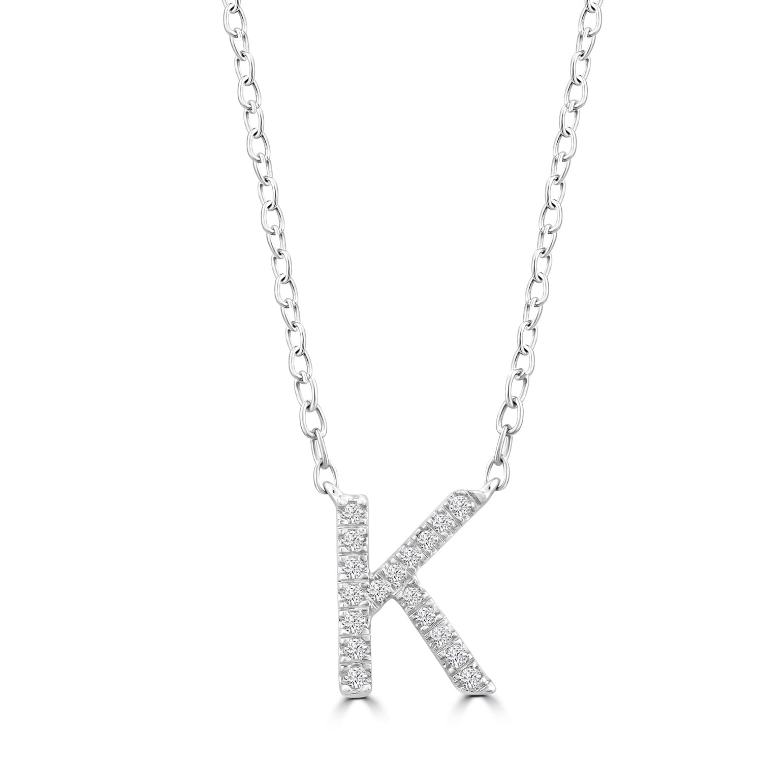 Initial 'K' Necklace with 0.06ct Diamonds in 9K White Gold