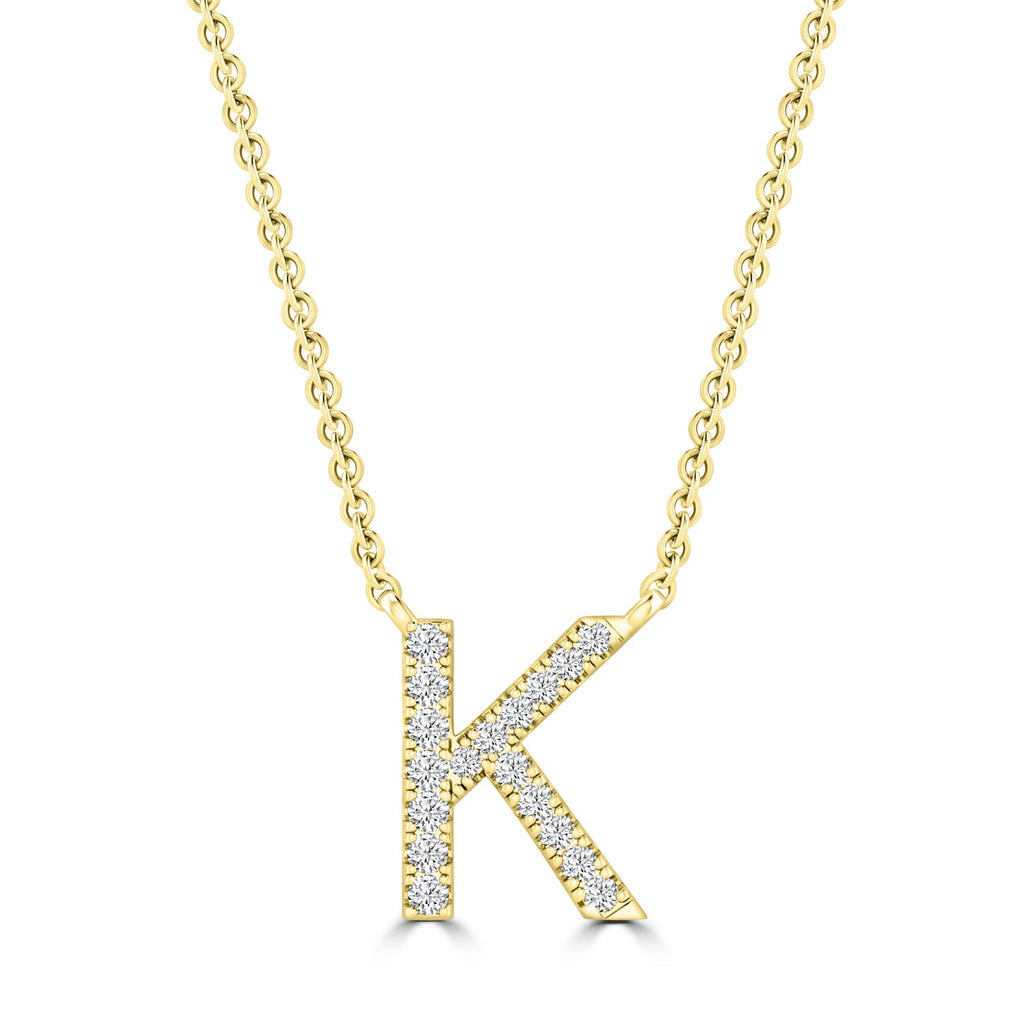 Initial 'K' Necklace with 0.06ct Diamonds in 9K Yellow Gold - PF-6273-Y