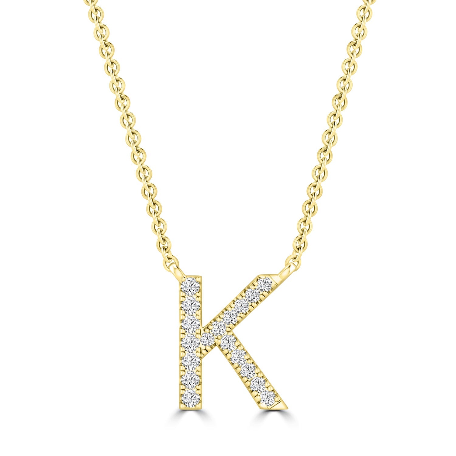 Initial 'K' Necklace with 0.06ct Diamonds in 9K Yellow Gold - PF-6273-Y