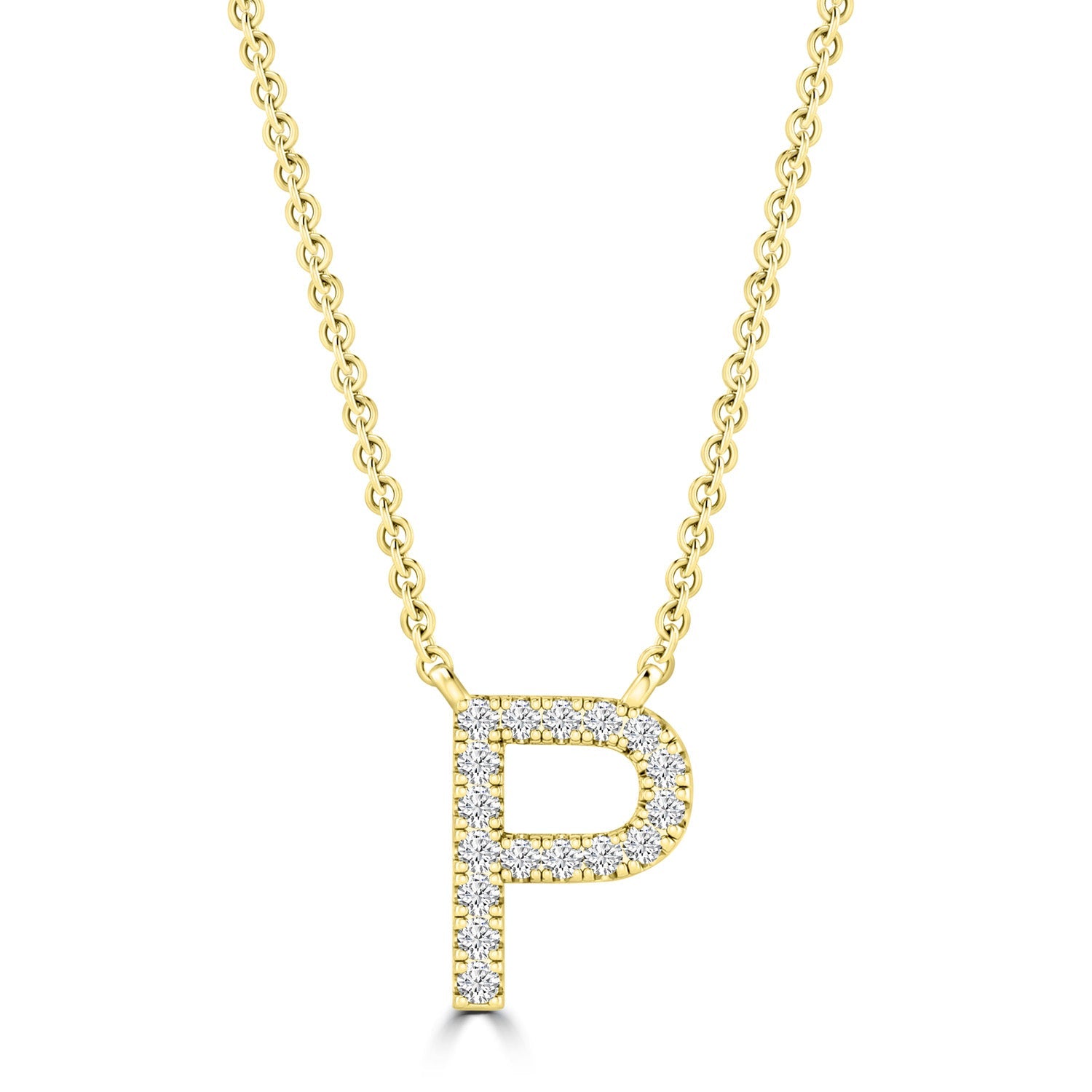 Initial 'P' Necklace wth 0.06ct Diamonds in 9K Yellow Gold - PF-6278-Y