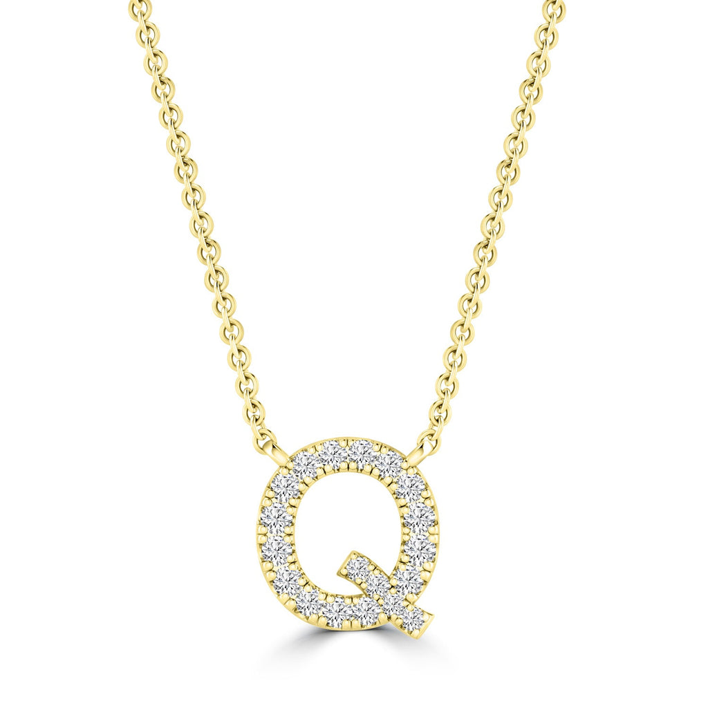 Initial 'Q' Necklace wth 0.09ct Diamonds in 9K Yellow Gold - PF-6279-Y
