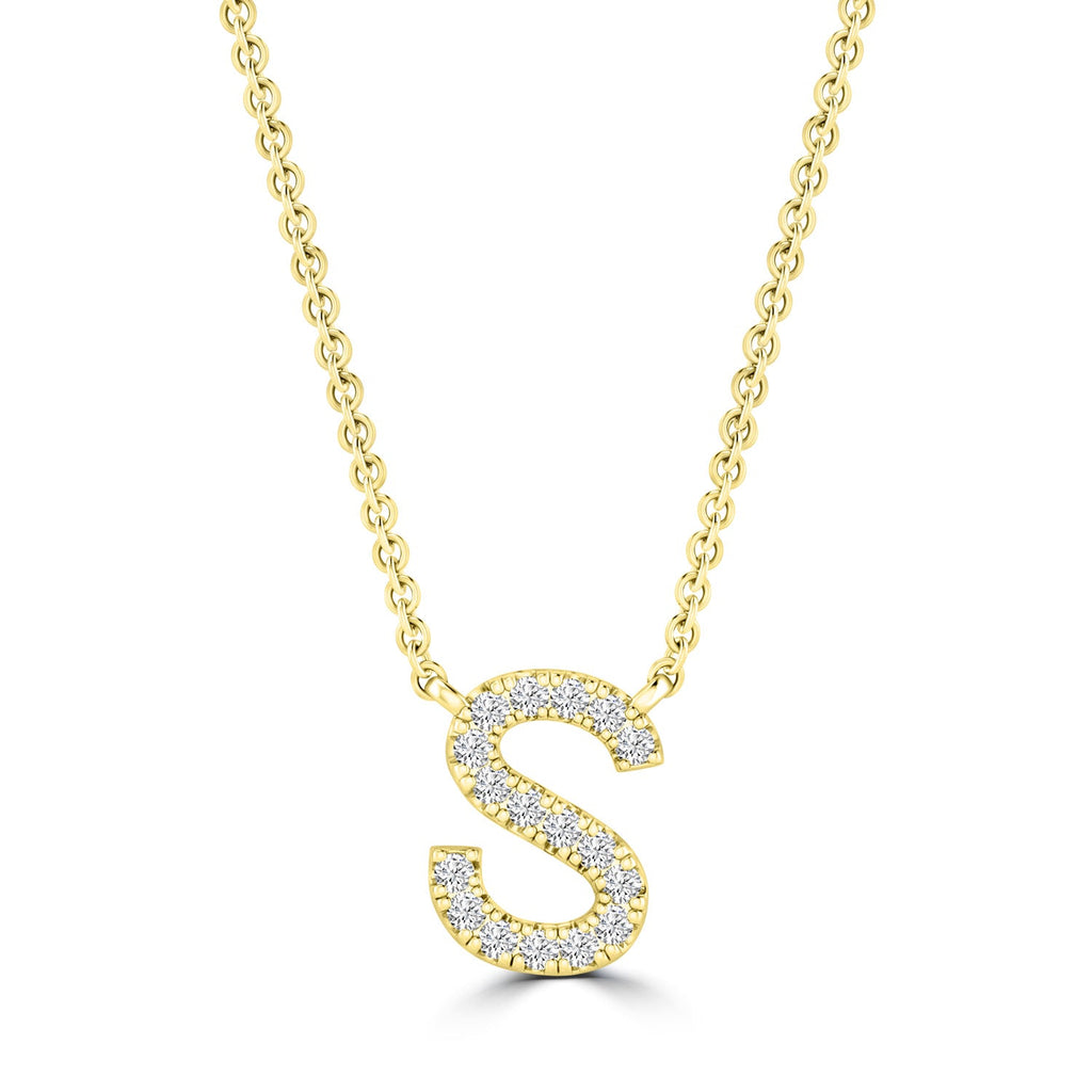 Initial 'S' Necklace with 0.06ct Diamonds in 9K Yellow Gold - PF-6281-Y
