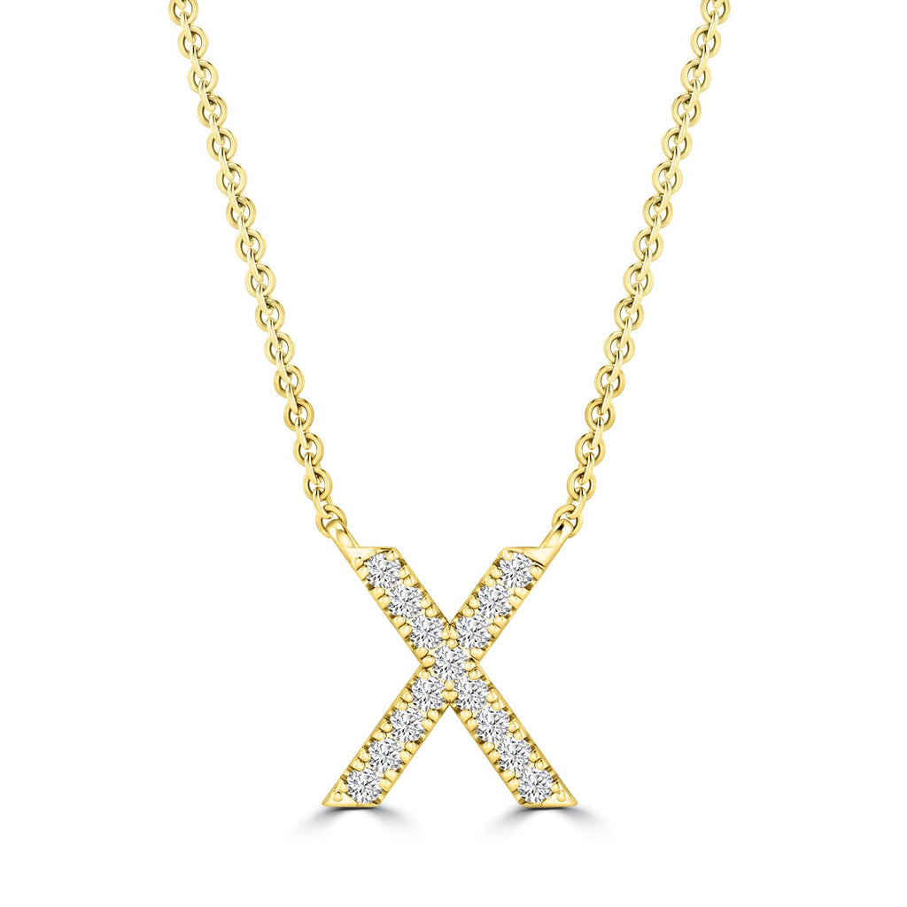 Initial 'X' Necklace with 0.06ct Diamonds in 9K Yellow Gold - PF-6286-Y