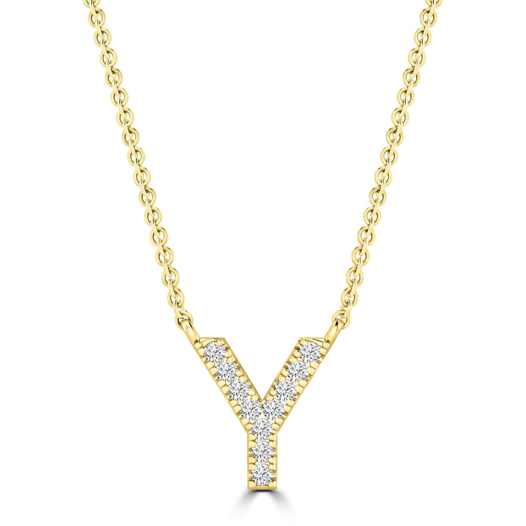 Initial 'Y' Necklace with 0.06ct Diamonds in 9K Yellow Gold - PF-6287-Y
