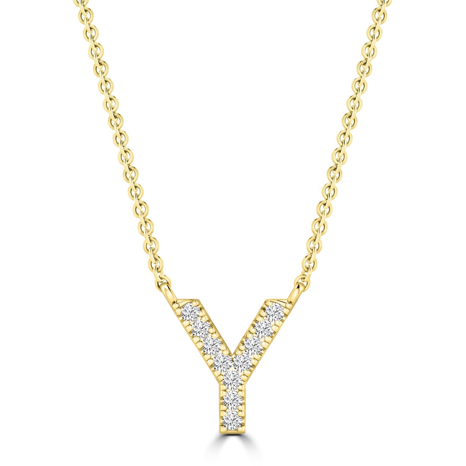 Initial 'Y' Necklace with 0.06ct Diamonds in 9K Yellow Gold - PF-6287-Y