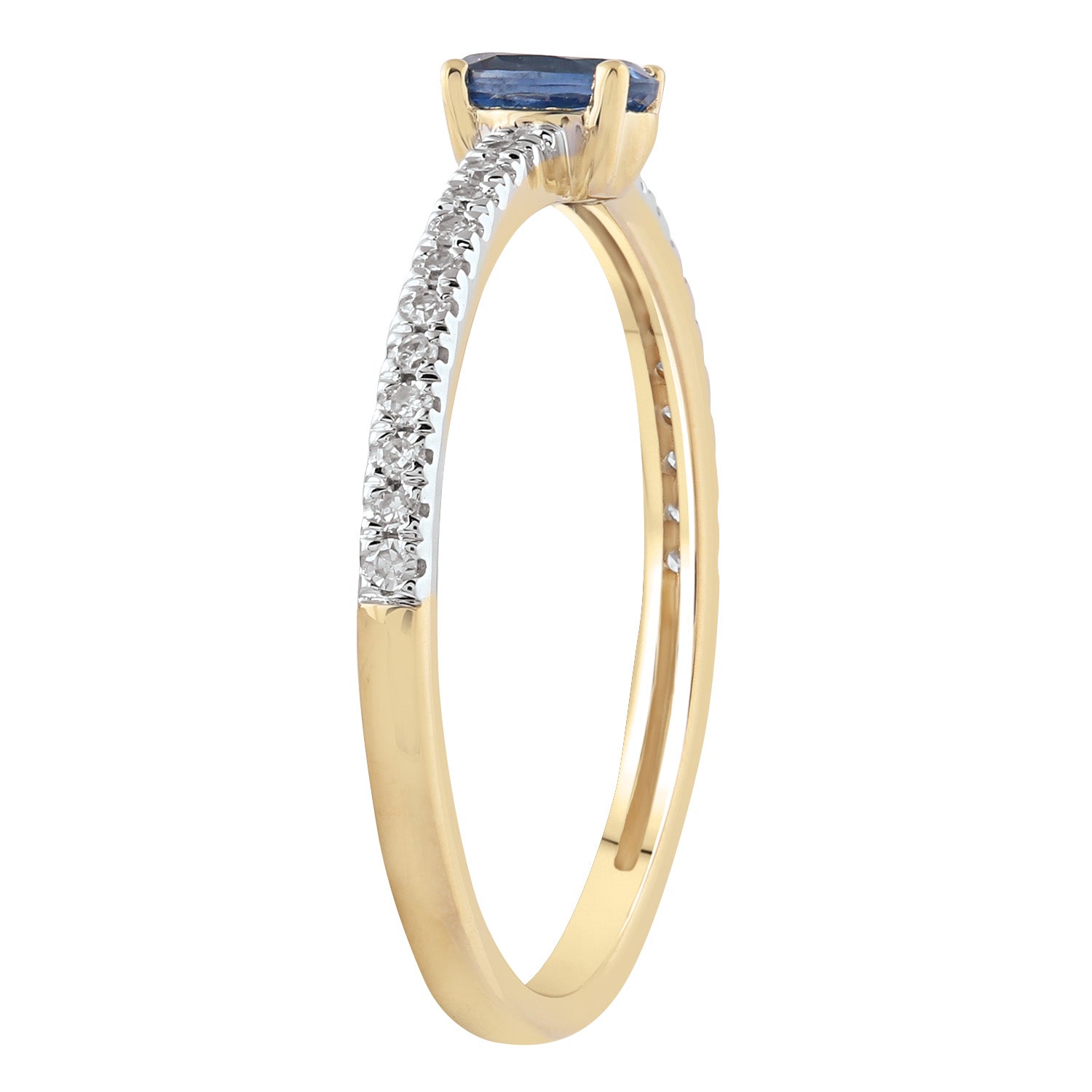 Sapphire Ring with 0.12ct Diamonds in 9K Yellow Gold