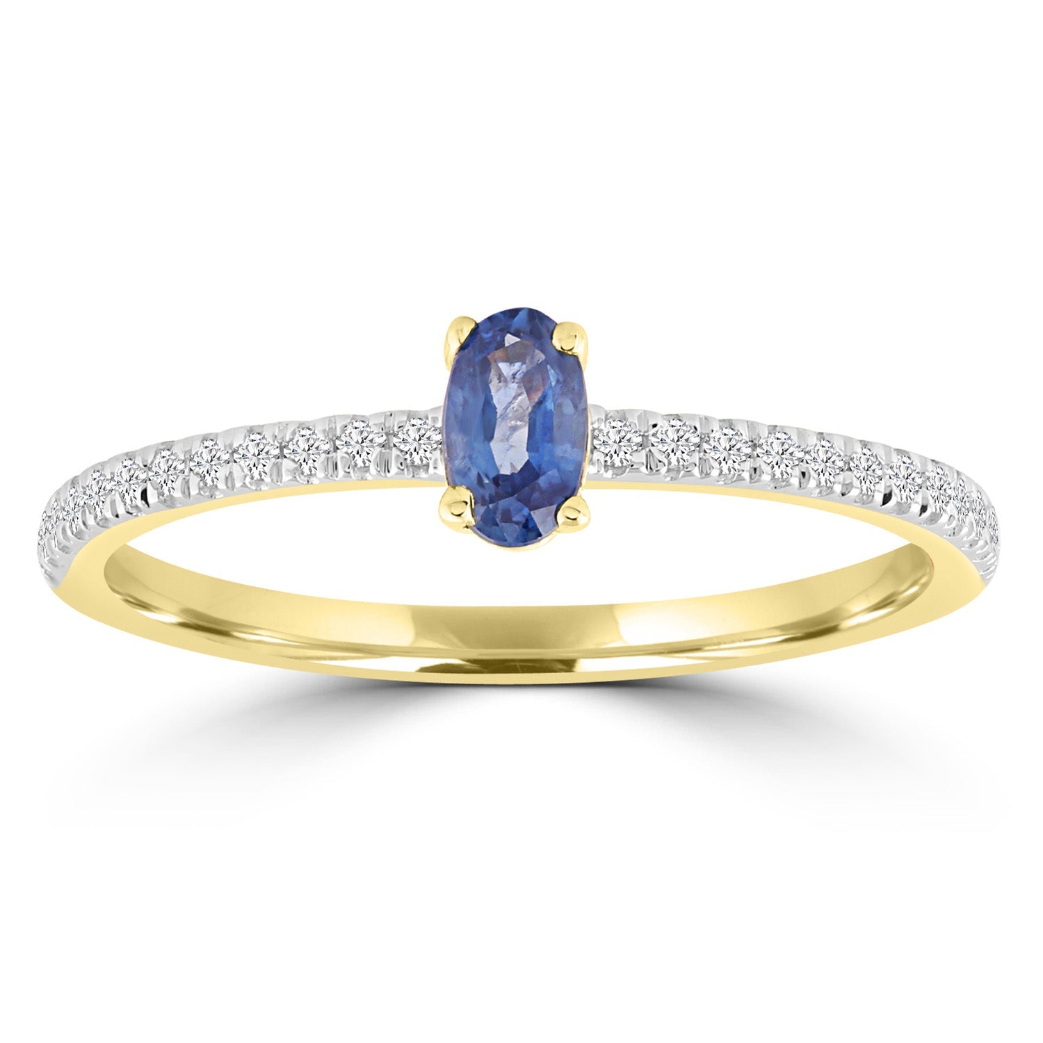 Sapphire Ring with 0.12ct Diamonds in 9K Yellow Gold