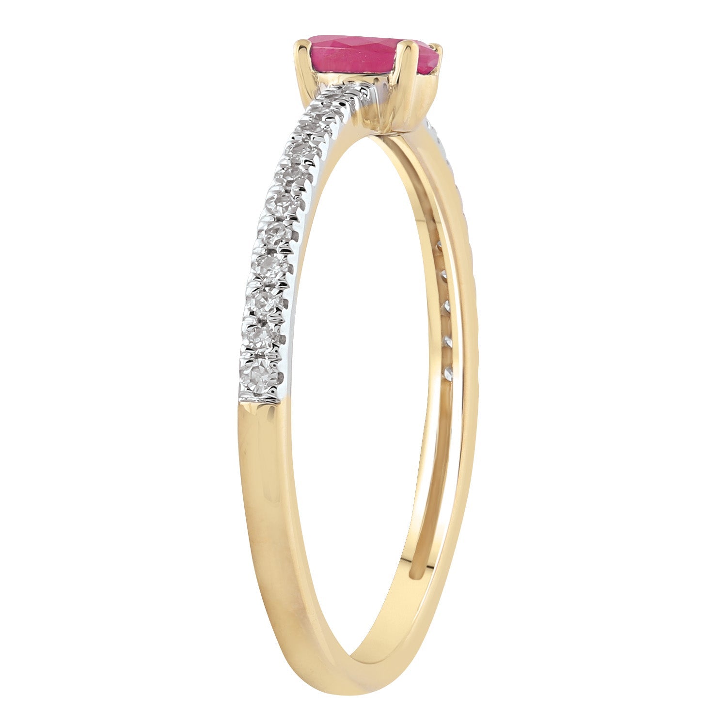 Ruby Ring with 0.12ct Diamond in 9K Yellow Gold