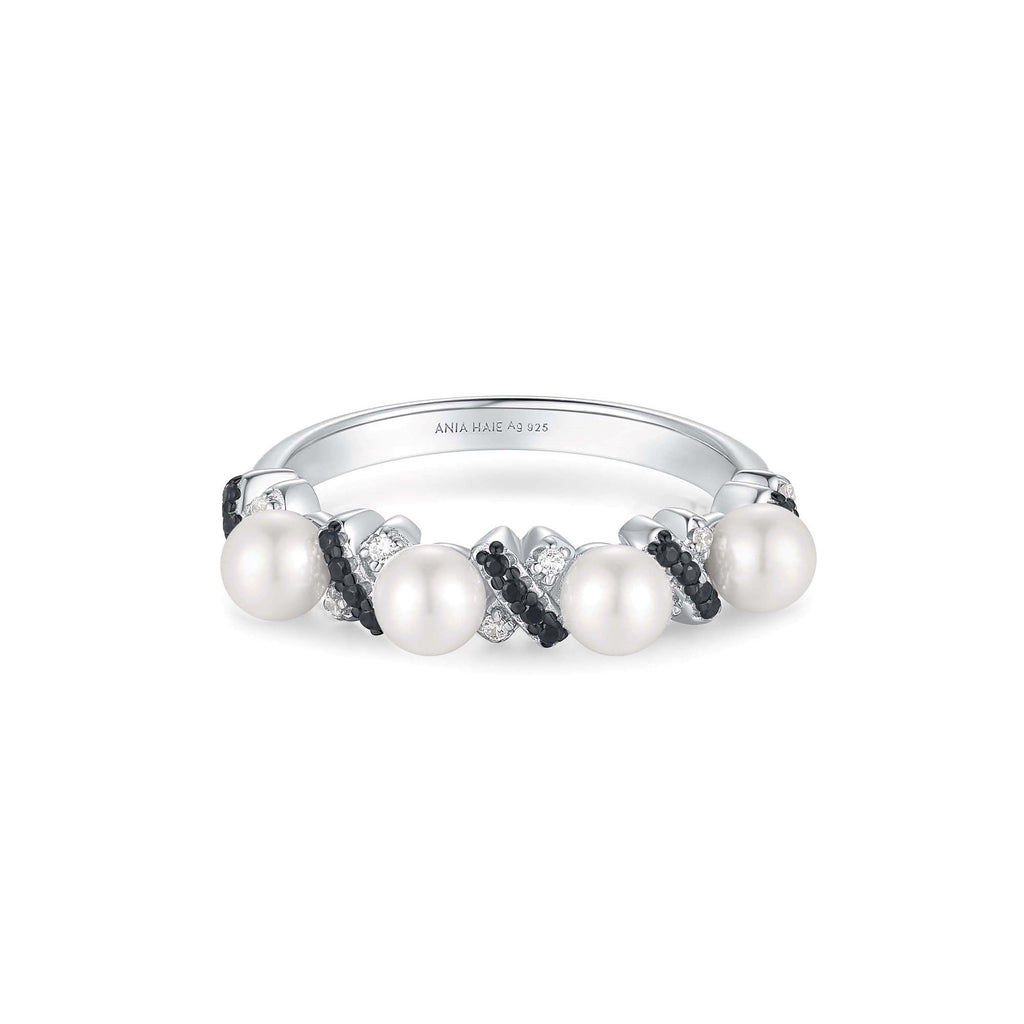 Ania Haie Two-Tone Sparkling Braided Shell Pearl Ring