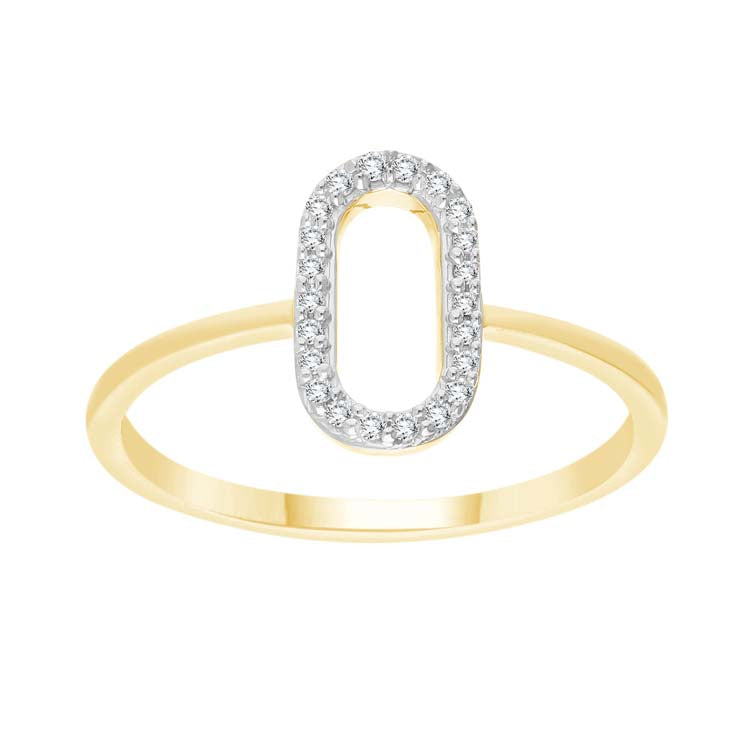 0.07ct Diamond Open Oval Ring in 9K Yellow Gold