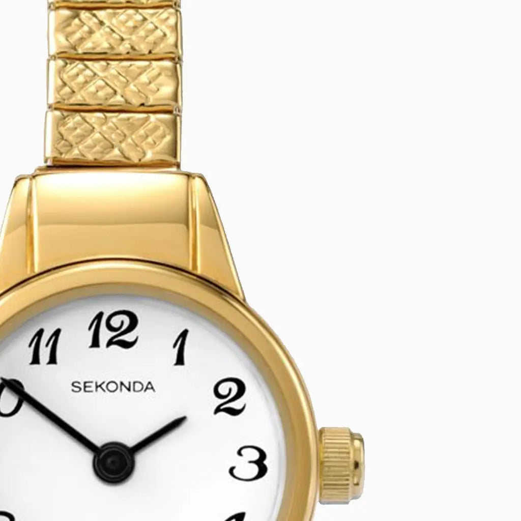Sekonda Easy Reader Ladies Watch | Gold Case & Stainless Steel Expander with White Dial