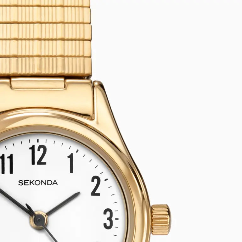 Sekonda Easy Reader Ladies Watch | Gold Case & Stainless Steel Expander with White Dial