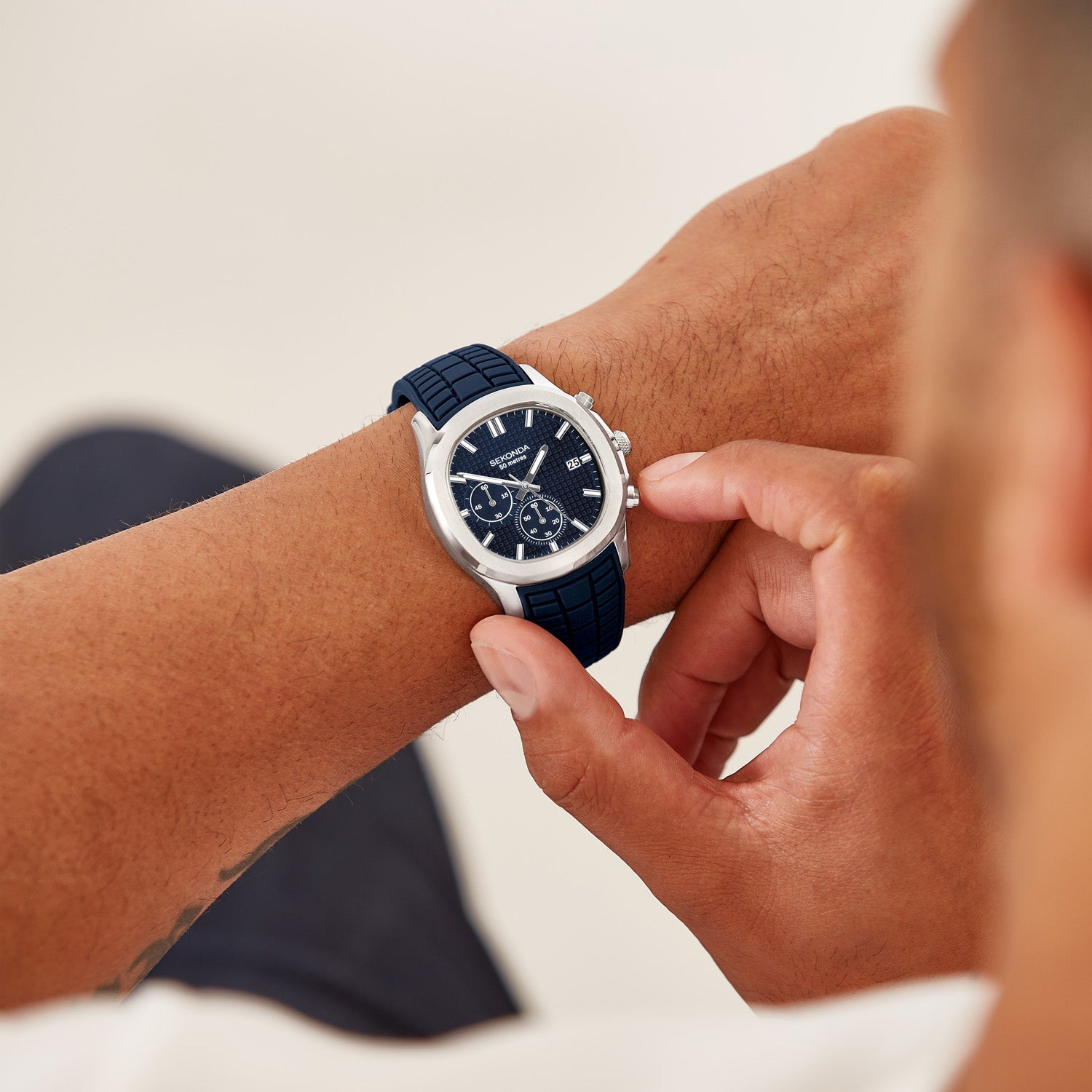 Sekonda Mens Octaire Blue Dial Blue Rubber 40mm Watch