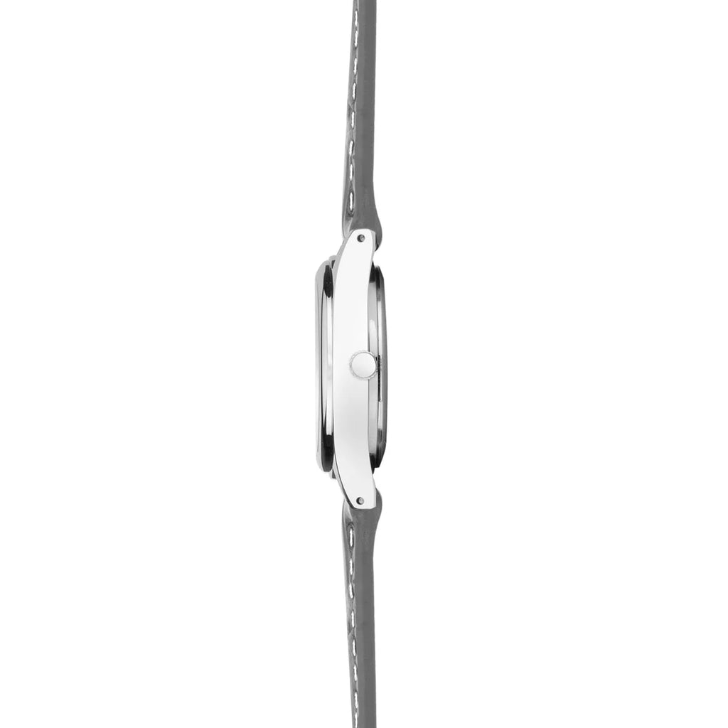 Women's Grey Leather Watch White Dial 25mm