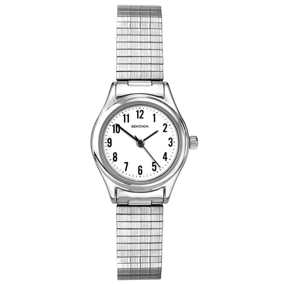 Stainless Steel Silver White Dial Quartz Watch 26mm
