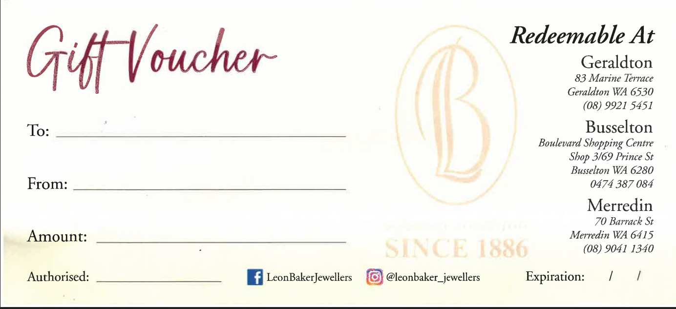 Leon Baker Jewellers Gift Cards