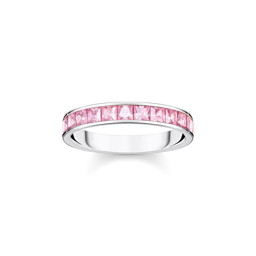THOMAS SABO Heritage Pink Pave Silver Band Ring