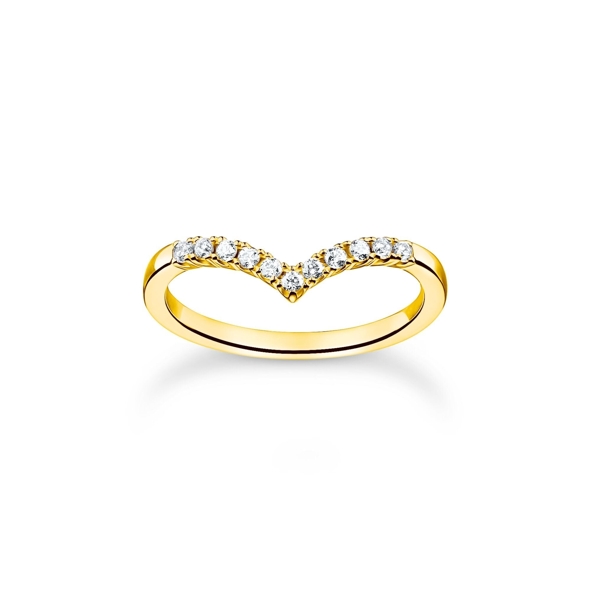 Thomas Sabo Ring V-shape with white stones gold