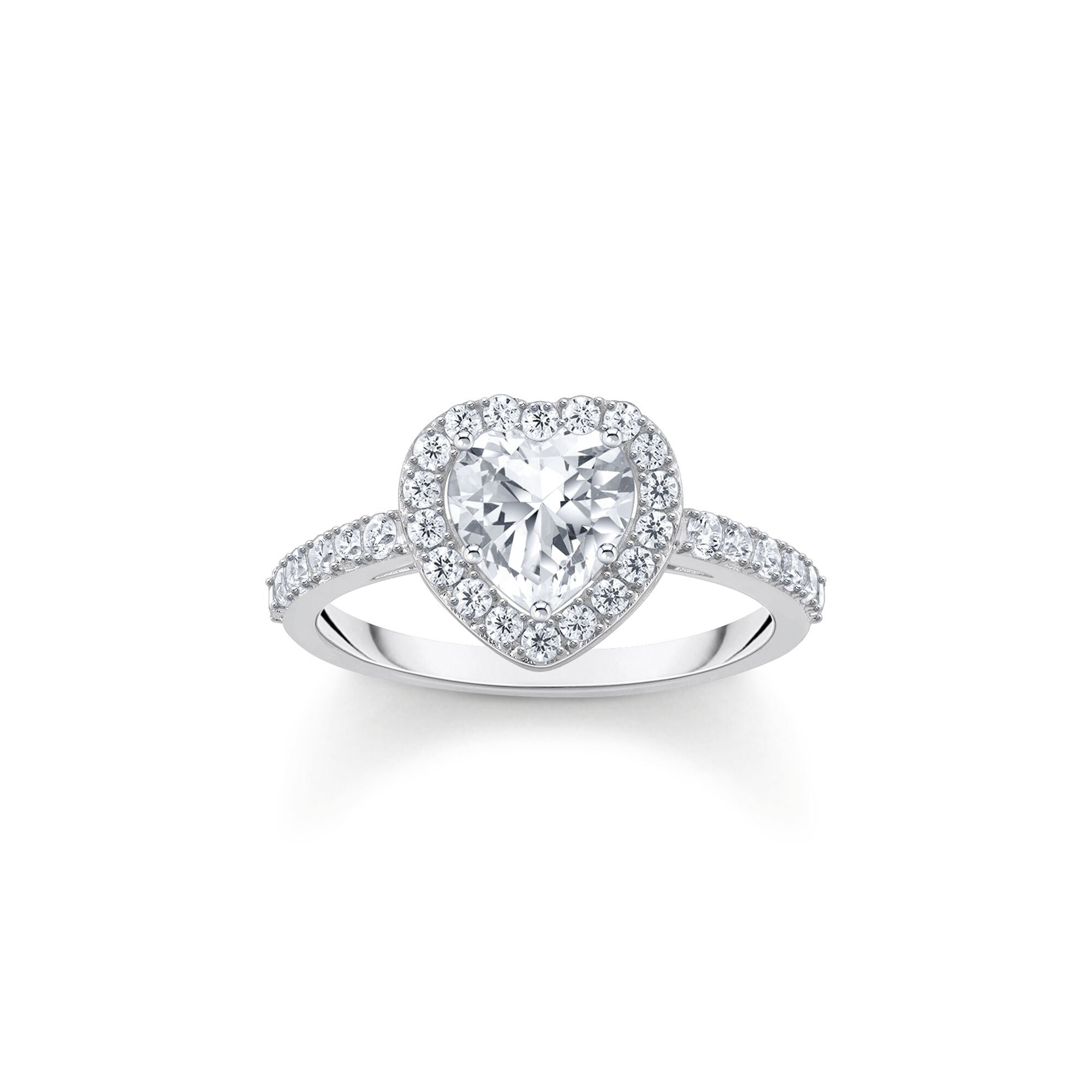 THOMAS SABO Halo ring with white, heart-shaped zirconia