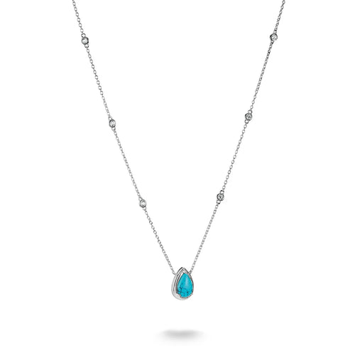 Necklace with Turquoise Teardrop Stone