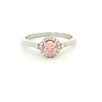 Leon Baker - White Gold Pink & White Lab Diamond Halo Ring