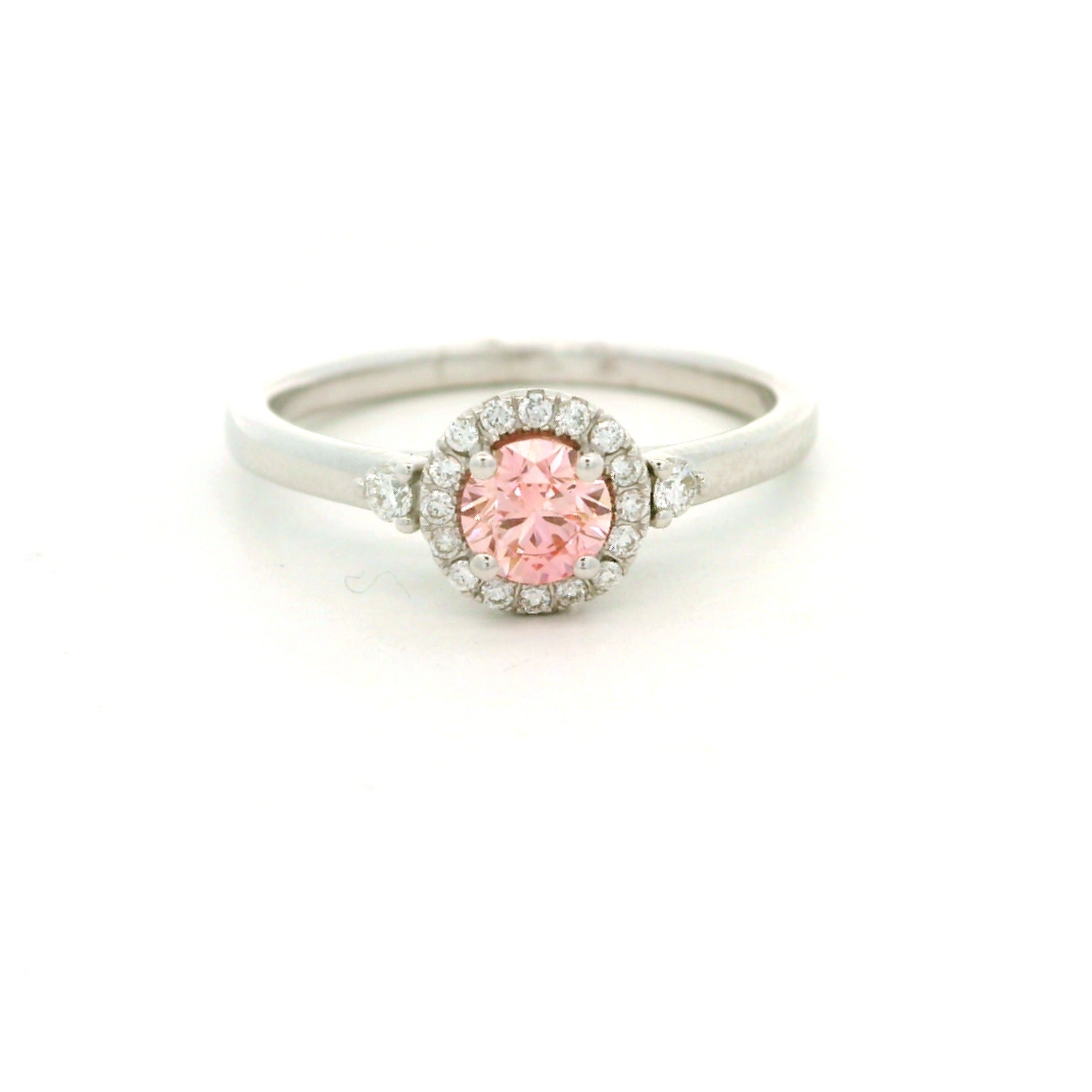 Leon Baker - White Gold Pink & White Lab Diamond Halo Ring