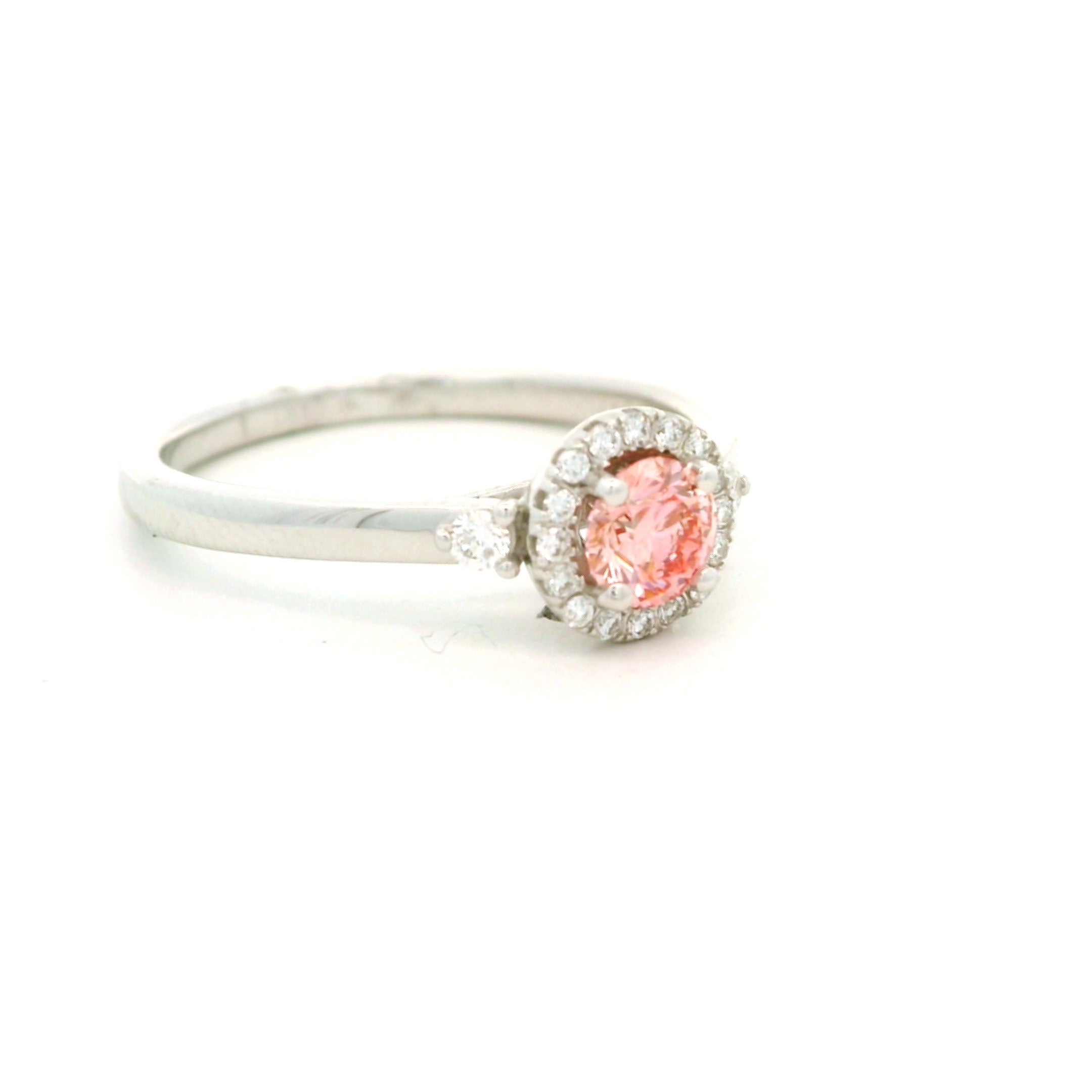 Leon Baker - White Gold Pink & White Lab Diamond Halo Ring