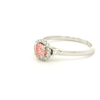 Leon Baker - White Gold Pink & White Lab Diamond Halo Ring