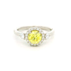 Leon Baker - White Gold Yellow & White Lab Diamond Halo Ring