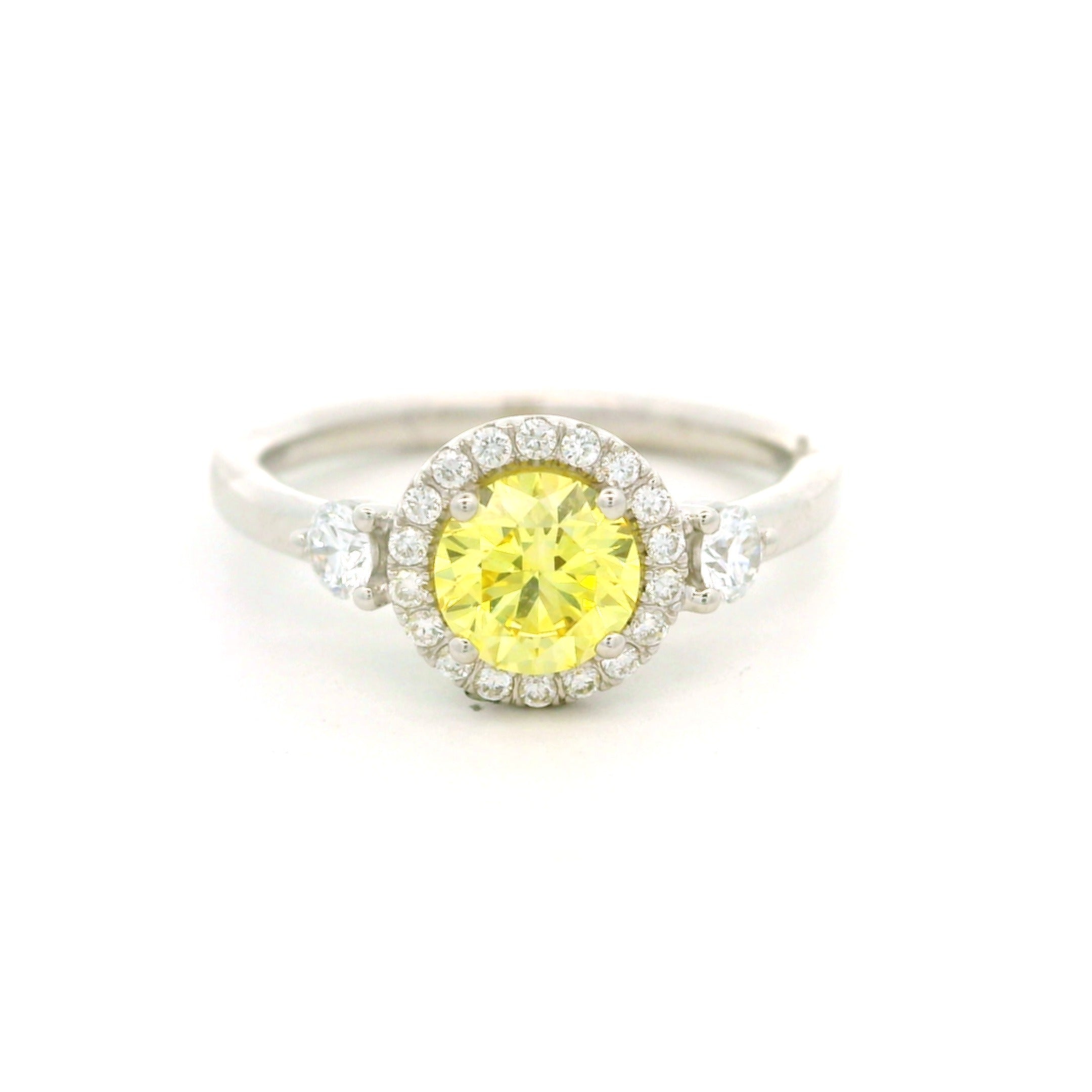 Leon Baker - White Gold Yellow & White Lab Diamond Halo Ring