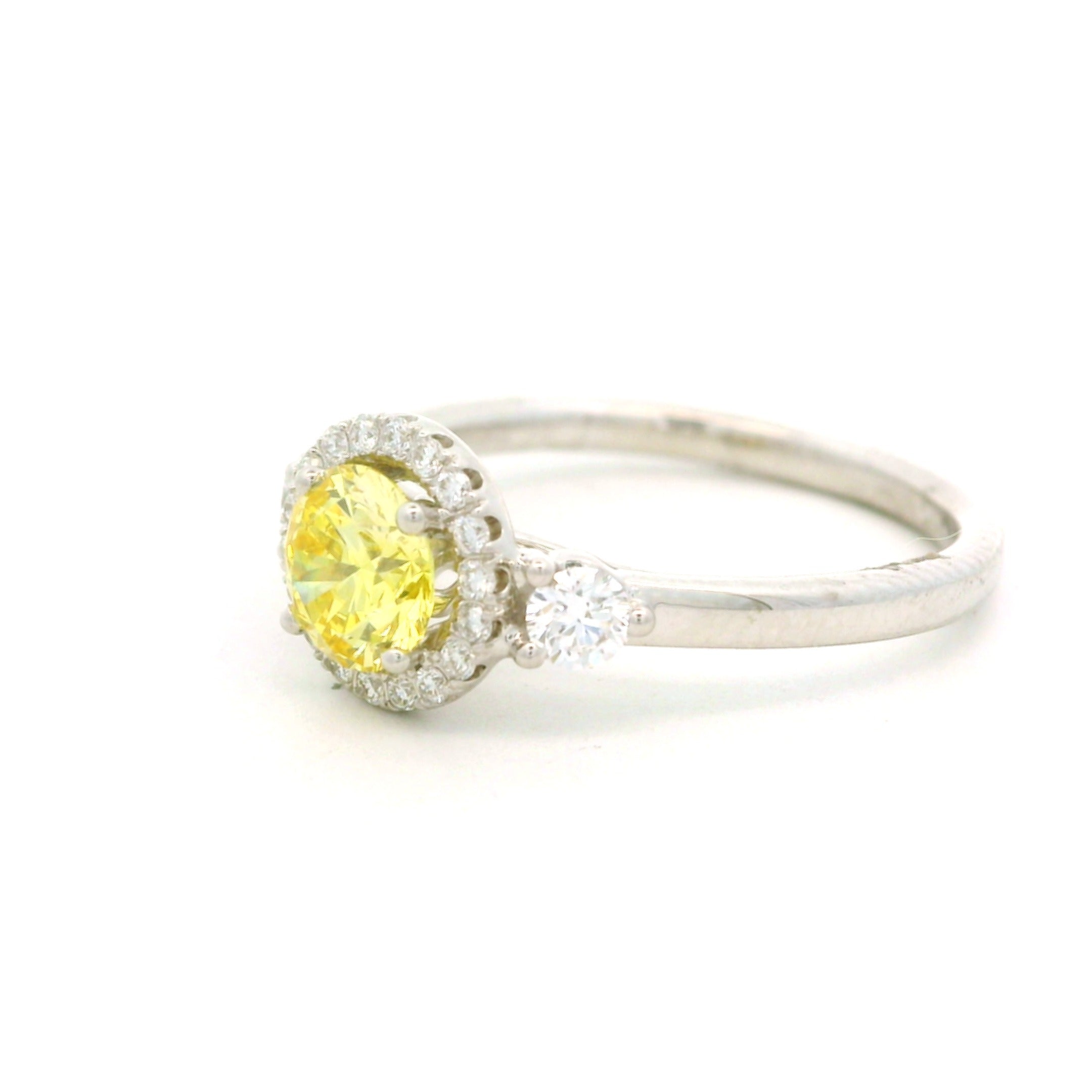 Leon Baker - White Gold Yellow & White Lab Diamond Halo Ring