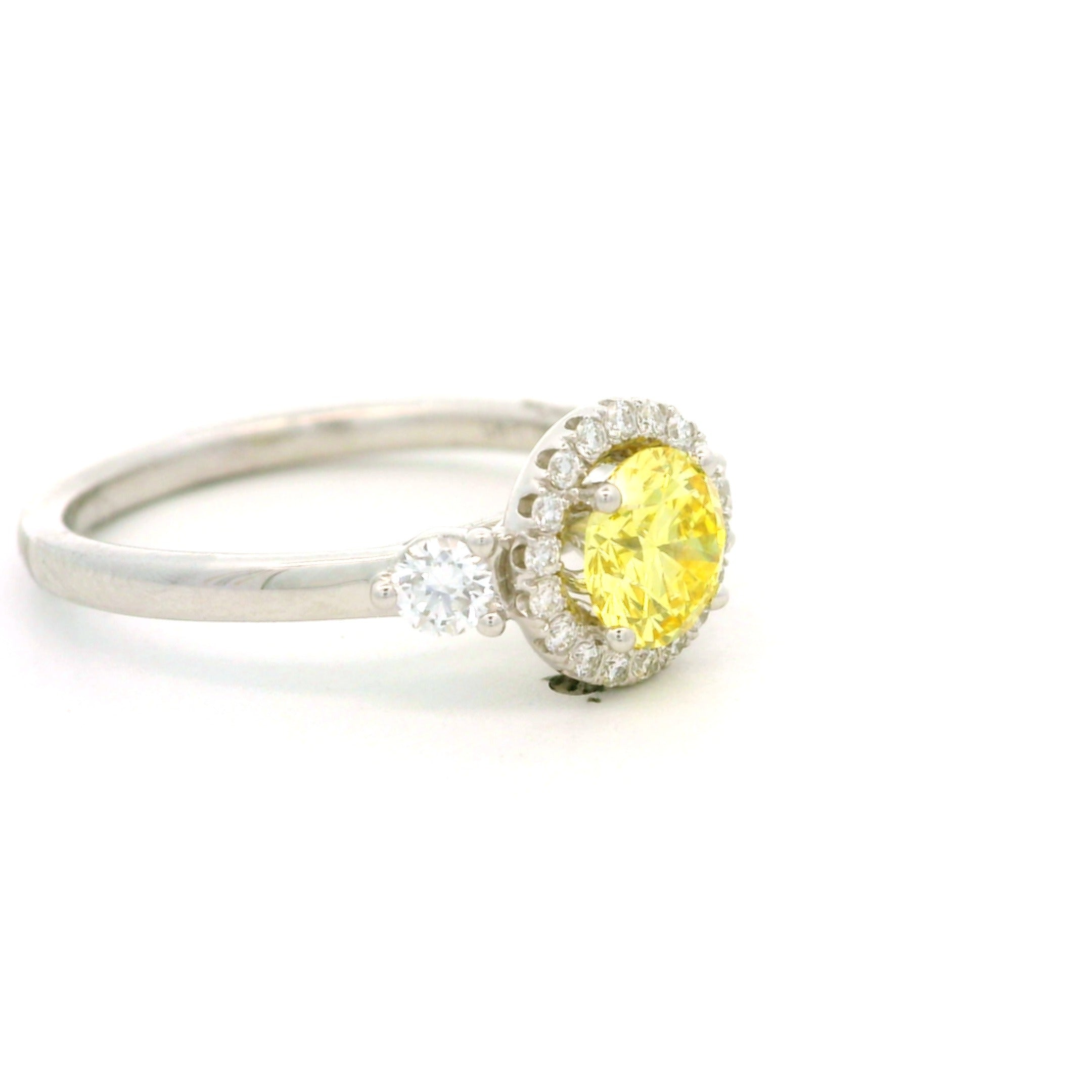 Leon Baker - White Gold Yellow & White Lab Diamond Halo Ring