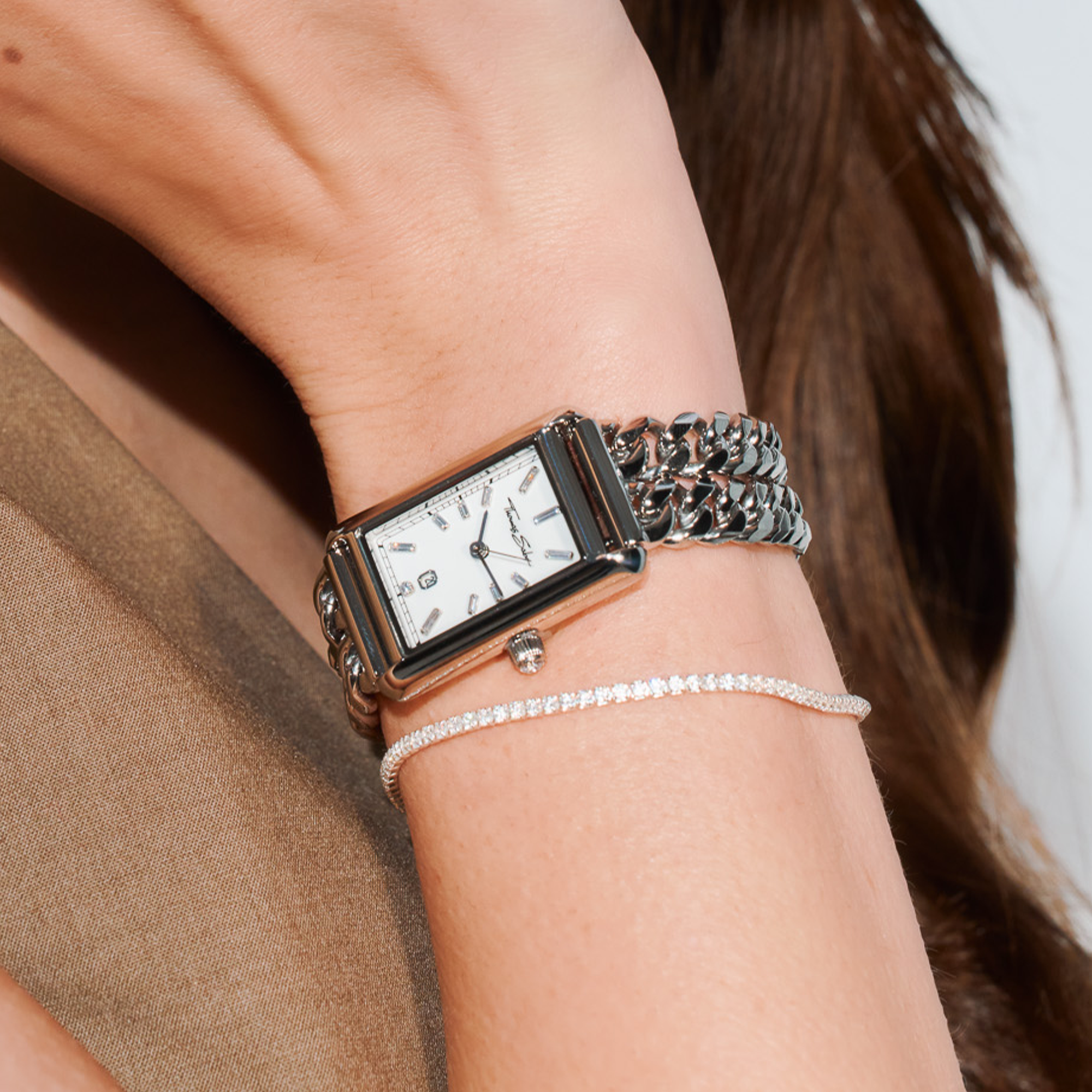 THOMAS SABO Ladies Rectangular Watch in Silver