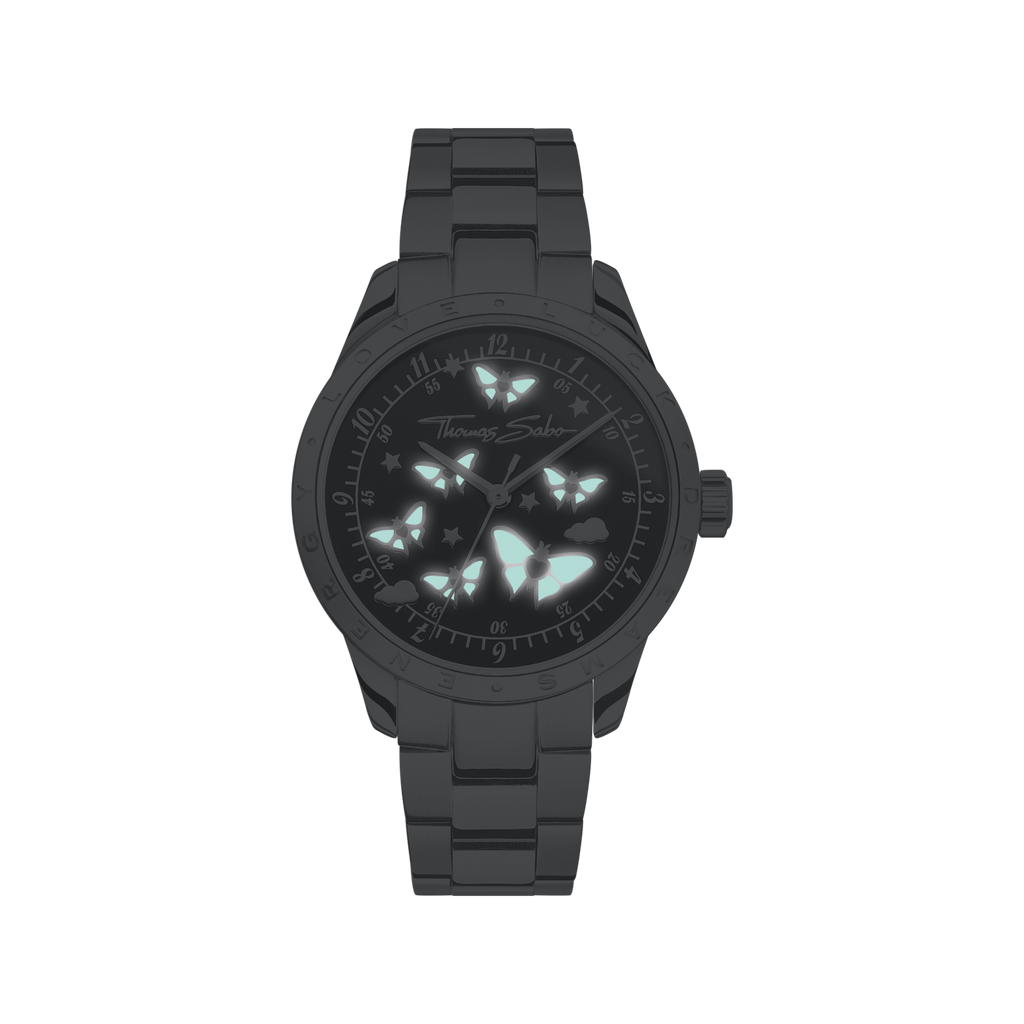 THOMAS SABO Luminescent Butterfly Watch Black Dial