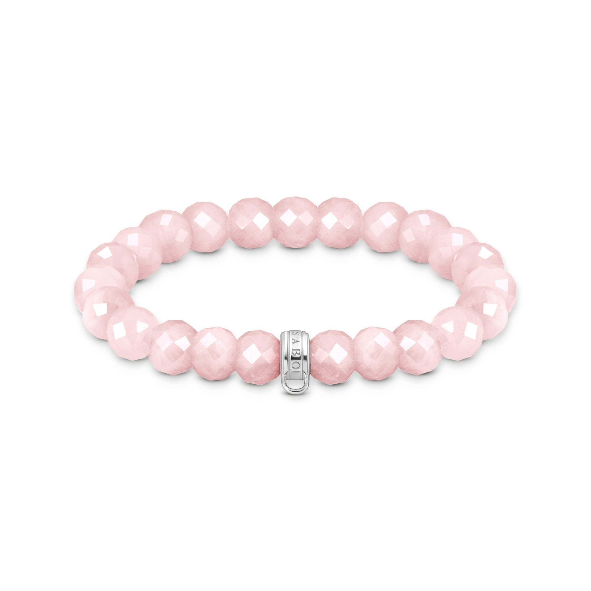 THOMAS SABO Charm bracelet with rose quartz beads oval